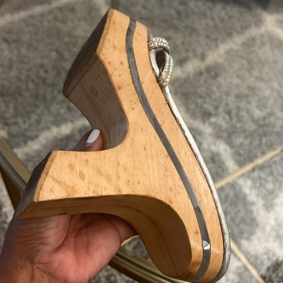 Vintage Sky retro wooden platform wedge heels - Picture 9 of 16